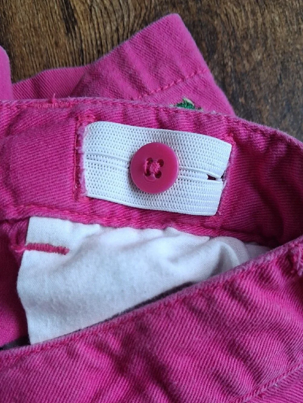 Ralph Lauren Bright Pink Cotton Shorts with Green Embroidery 3t